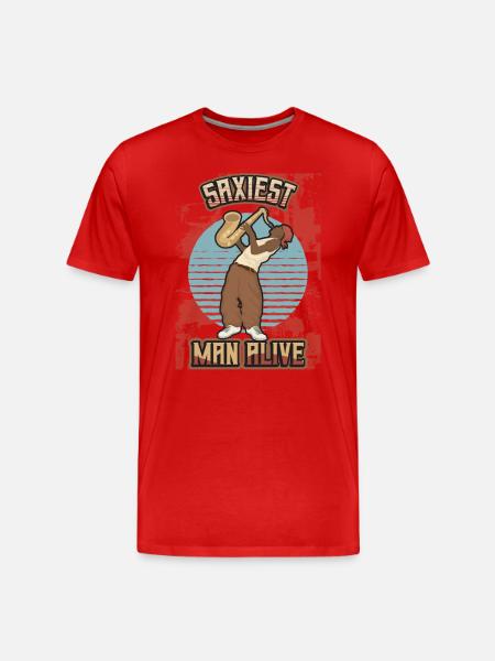 Saxiest Man Alive, Funny Saxophone - Men's Premium Organic T-Shirt - red