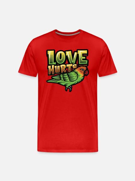 Love Hurts Budgie Bird - Men's Premium Organic T-Shirt - red