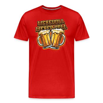 Not affectionately, but rather full, alcohol - Men's Premium Organic T-Shirt - red - Front - Damien (186cm)
