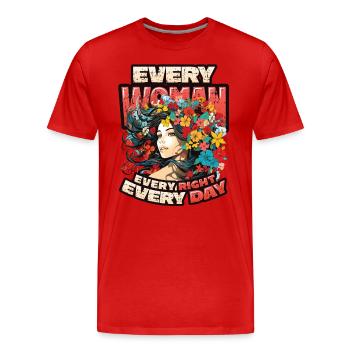 Chaque femme, chaque droit, chaque jour, les droits des femmes - T-shirt bio Premium Homme - rouge - Devant - Damien (186cm)