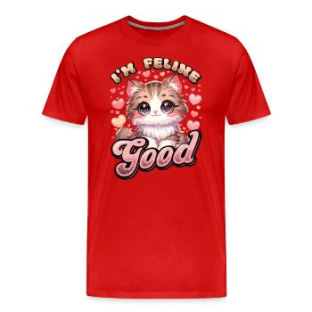 Drôle De Chat Dame, Chat Maman - T-shirt bio Premium Homme - rouge - Devant - Damien (186cm)