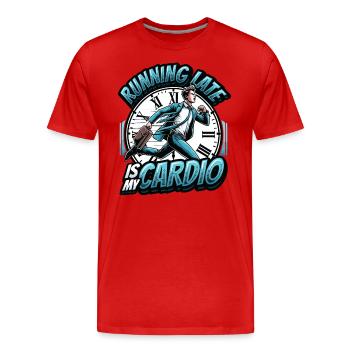 Running Late Humor Sarcasm Always Late - Men's Premium Organic T-Shirt - red - Front - Damien (186cm)