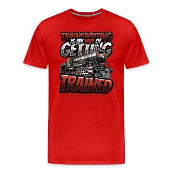 Trainspotting Zug Liebhaber Züge - Männer Premium Bio T-Shirt - Rot - Vorne - Damien (186cm)