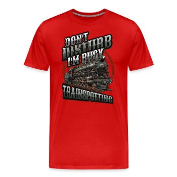 Trainspotting Train Lovers Trains - Men's Premium Organic T-Shirt - red - Front - Damien (186cm)