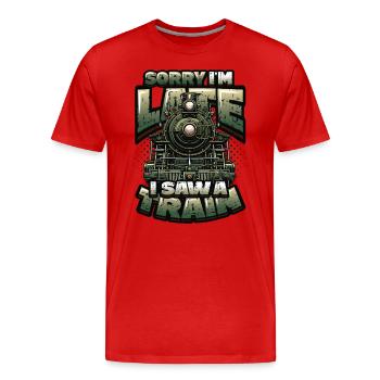 Trainspotting Train Lovers Trains - T-shirt bio Premium Homme - rouge - Devant - Damien (186cm)