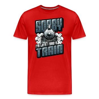 Trainspotting Train Lovers Trains - T-shirt bio Premium Homme - rouge - Devant - Damien (186cm)
