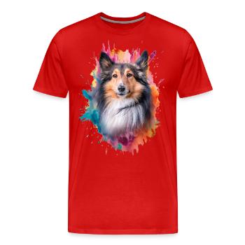 chien berger des shetland - T-shirt bio Premium Homme - rouge - Devant - Damien (186cm)
