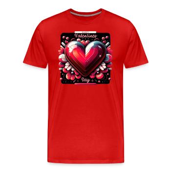 Valentinstag Herz Glanz Charm - Männer Premium Bio T-Shirt - Rot - Vorne - Damien (186cm)