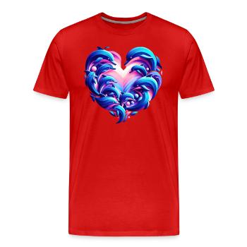 Delfin Liebesherz Fusion - Männer Premium Bio T-Shirt - Rot - Vorne - Damien (186cm)
