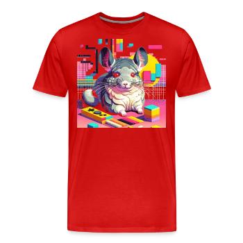 Joie Chinchilla Rétro - T-shirt bio Premium Homme - rouge - Devant - Damien (186cm)