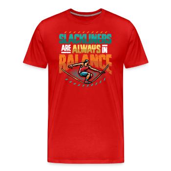 Slackliners Are Always In Balance - Men's Premium Organic T-Shirt - red - Front - Damien (186cm)