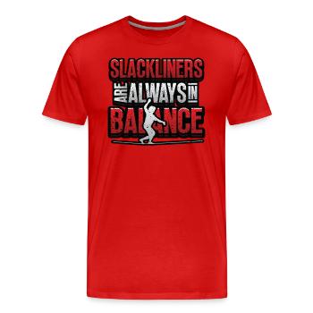 Slackliners Are Always In Balance - Men's Premium Organic T-Shirt - red - Front - Damien (186cm)
