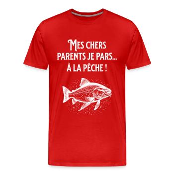 Pfirsich-Humor - Männer Premium Bio T-Shirt - Rot - Vorne - Damien (186cm)