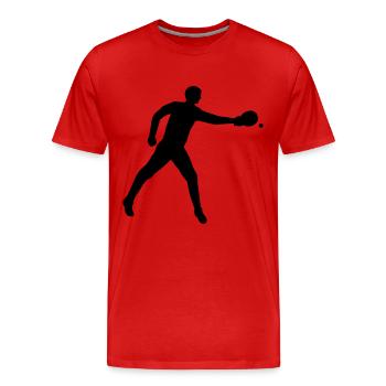 Tischtennisspieler Schlag mit Links - Männer Premium Bio T-Shirt - Rot - Vorne - Damien (186cm)