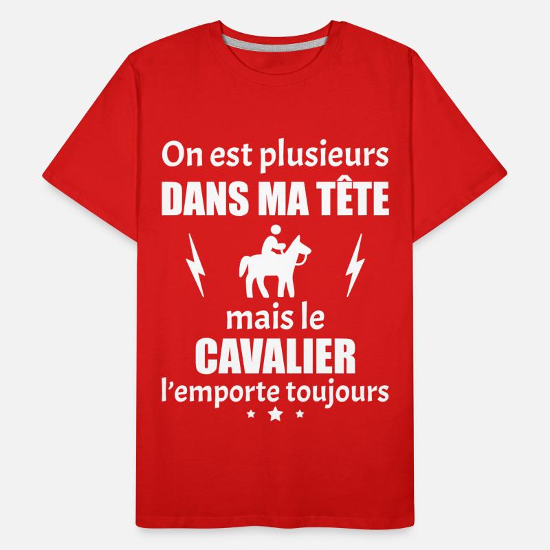 Dans ma tête Cavalier,cavalier,cheval,équitation T-shirt bio Premium Homme