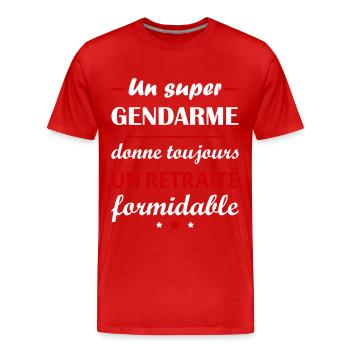Un super gendarme, retraité, cadeau retraite - T-shirt bio Premium Homme - rouge - Devant - Damien (186cm)