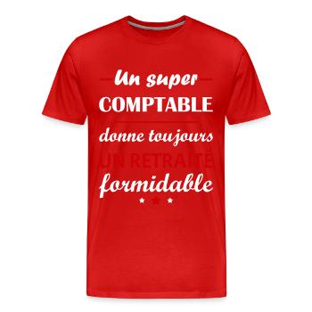 Un super comptable, retraité, cadeau retraite - T-shirt bio Premium Homme - rouge - Devant - Damien (186cm)