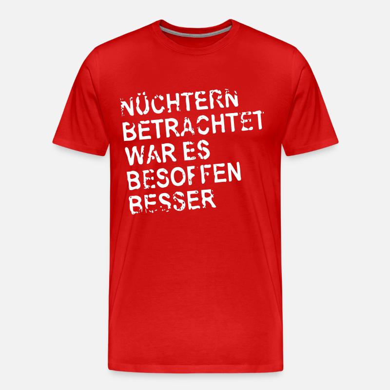 Nuechtern - Männer Premium Bio T-Shirt - Rot