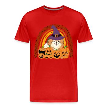 Cute Dwarf Spitz Halloween Costume Dog - Men's Premium Organic T-Shirt - red - Front - Damien (186cm)