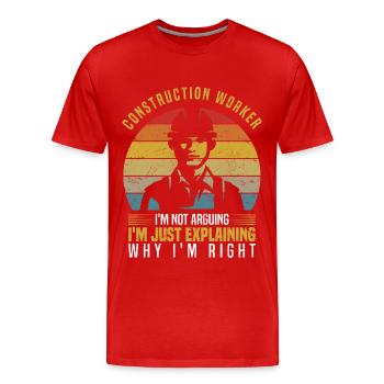 Couvreur - T-shirt bio Premium Homme - rouge - Devant - Damien (186cm)