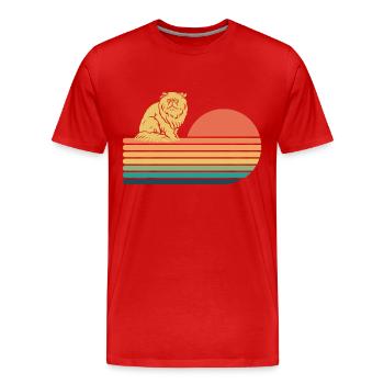Perser Katze Retro Vintage - Männer Premium Bio T-Shirt - Rot - Vorne - Damien (186cm)