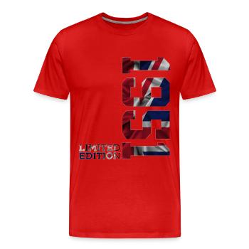 ÉDITION LIMITÉE ANGLETERRE 75E ANNIVERSAIRE 1951 UK - T-shirt bio Premium Homme - rouge - Devant - Damien (186cm)