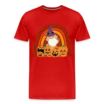 Cute Dwarf Spitz Halloween Costume Dog - Men's Premium Organic T-Shirt - red - Front - Damien (186cm)