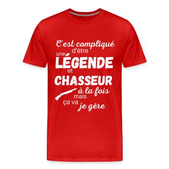 légende et chasseur cadeau chasseur humour - T-shirt bio Premium Homme - rouge - Devant - Damien (186cm)