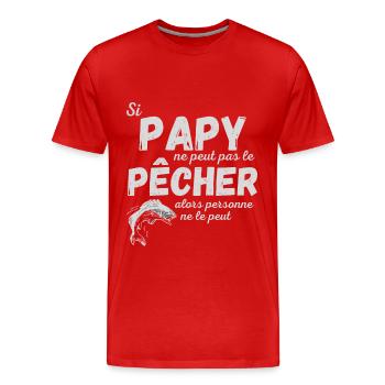 papy ne peut pas le pêcher cadeau humour pêcheur - T-shirt bio Premium Homme - rouge - Devant - Damien (186cm)