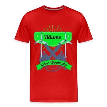 Bäume und keine Windräder - Männer Premium Bio T-Shirt - Rot - Vorne - Damien (186cm)