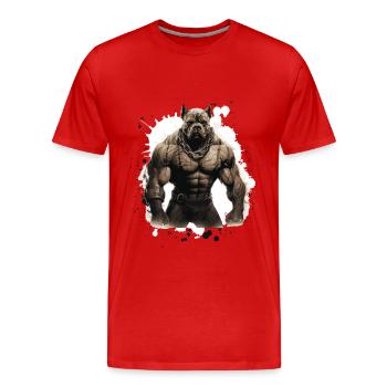 Dog Pit Muscles Bodybuilding Beast - Men's Premium Organic T-Shirt - red - Front - Damien (186cm)