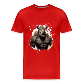 Rhino Muscles Bodybuilding Beast - T-shirt bio Premium Homme - rouge - Devant - Damien (186cm)