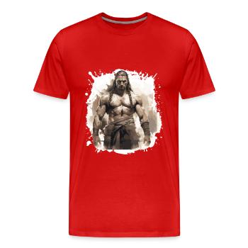 Chef de Musculation Muscles Indien - T-shirt bio Premium Homme - rouge - Devant - Damien (186cm)