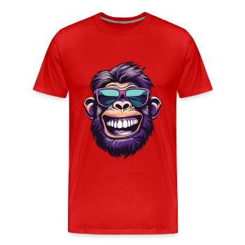 Tête de singe drôle de fête de singe - T-shirt bio Premium Homme - rouge - Devant - Damien (186cm)