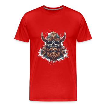 Crâne d’Odin viking - T-shirt bio Premium Homme - rouge - Devant - Damien (186cm)