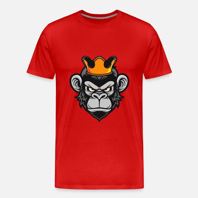 Affe Kopf Krone - Männer Premium Bio T-Shirt - Rot
