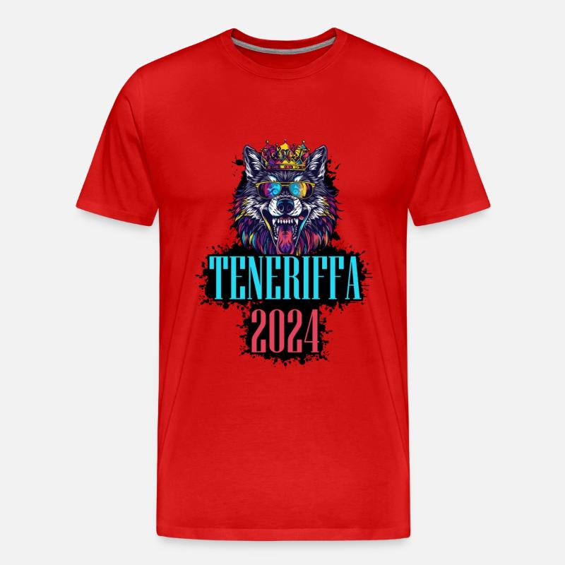 Teneriffa 2024 Urlaub Wolf - Männer Premium Bio T-Shirt - Rot