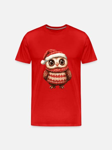 Owl Christmas Comic - Men's Premium Organic T-Shirt - red