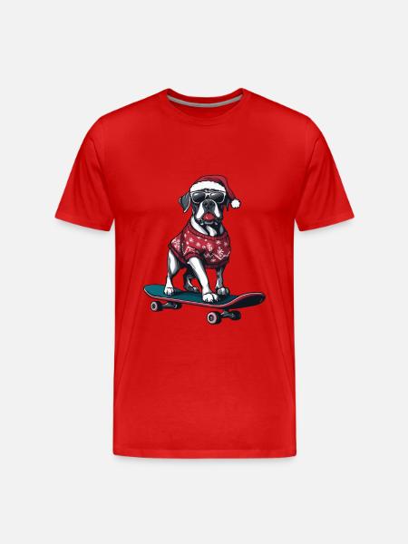 Great Dane Dog Christmas Skateboard - Men's Premium Organic T-Shirt - red