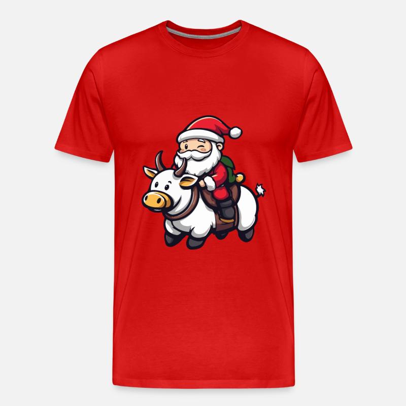 Kuh Weihnachtsmann - Männer Premium Bio T-Shirt - Rot