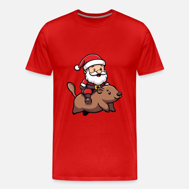 Biber Weihnachtsmann - Männer Premium Bio T-Shirt - Rot