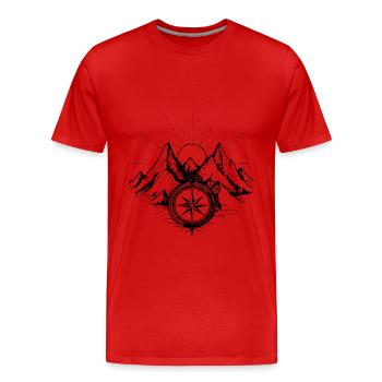 Boussole de montagne - T-shirt bio Premium Homme - rouge - Devant - Damien (186cm)