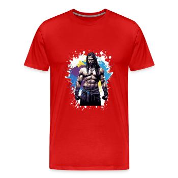 Chef de Musculation Muscles Indien - T-shirt bio Premium Homme - rouge - Devant - Damien (186cm)