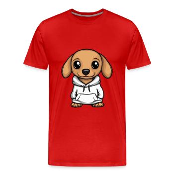 Teckel Teckel Drôle - T-shirt bio Premium Homme - rouge - Devant - Damien (186cm)