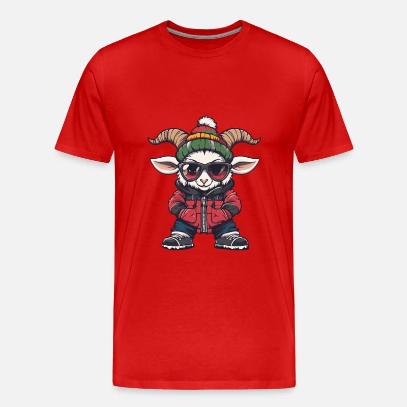 Bergziege Ziege Cool Comic - Männer Premium Bio T-Shirt - Rot