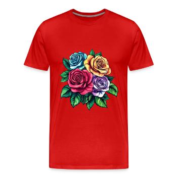 Rosen Bunt Blumen - Männer Premium Bio T-Shirt - Rot - Vorne - Damien (186cm)