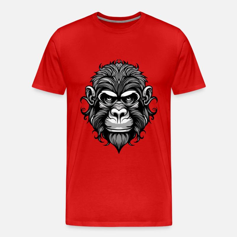 Affe Kopf - Männer Premium Bio T-Shirt - Rot