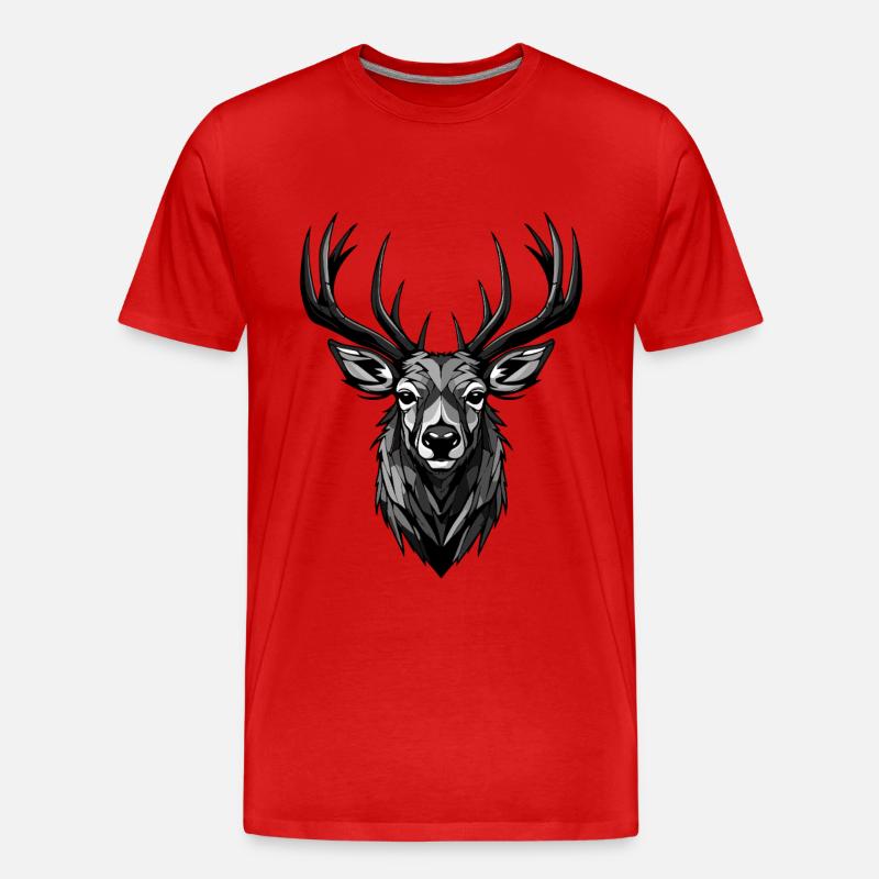 Hirsch Kopf - Männer Premium Bio T-Shirt - Rot