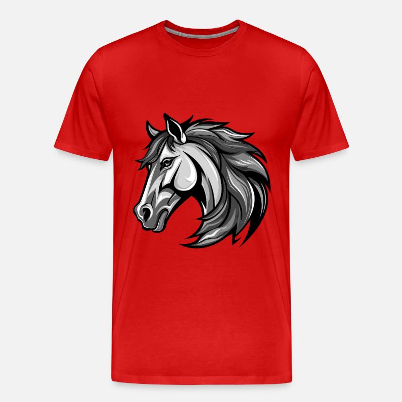 Pferd Kopf - Männer Premium Bio T-Shirt - Rot