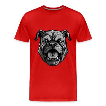 Tête de chien bouledogue - T-shirt bio Premium Homme - rouge - Devant - Damien (186cm)